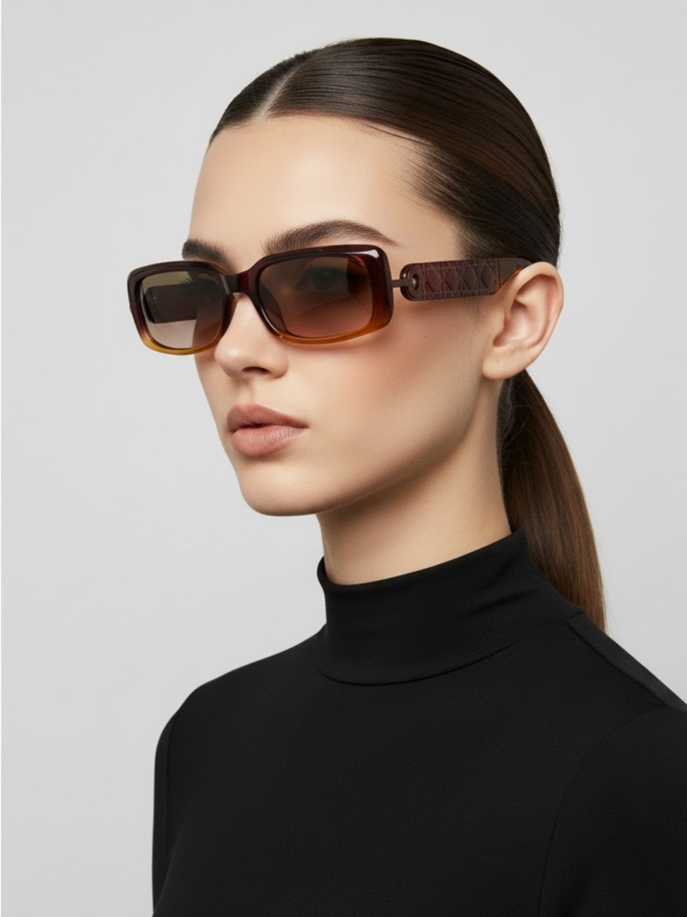 Dior Vintage Y2K Burgundy Cannage Sunglasses 83J Deadstock Full Set Rare Color